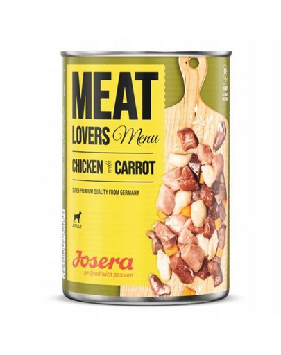 JOSERA Meatlovers menu Hrana umeda pentru caini, cu pui si morcov 800g