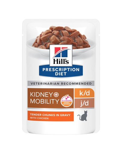 HILL'S Prescription Diet k/d + Mobility cu pui 12 x 85 g plicuri hrana pisici