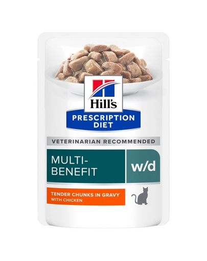 HILL'S PRESCRIPTION DIET Feline w/d Multi-Benefit pliculete hrana pisici, cu pui 12x85 g