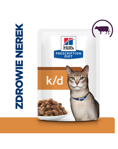 HILL'S Prescription Diet Feline k/d Plicuri hrana umeda pisici cu probleme renale, cu vita 12x85 g