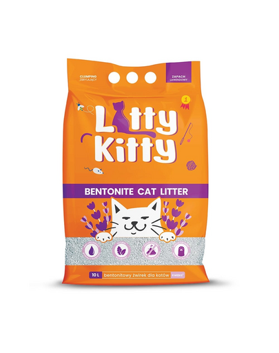 LITTY KITTY Nisip litiera pisica, bentonita, cu miros de lavanda 10 l (8 kg)