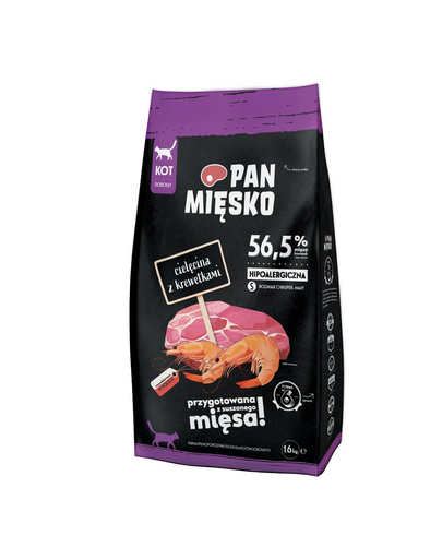 PAN MIĘSKO hrana pentru pisici S 1,6 kg, vitel si creveti