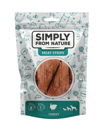 SIMPLY FROM NATURE Meat Strips Recompense caine, fasii de curcan 80 g