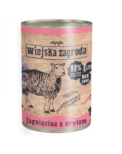 WIEJSKA ZAGRODA Conserva hrana pisici, cu miel si krill 400g