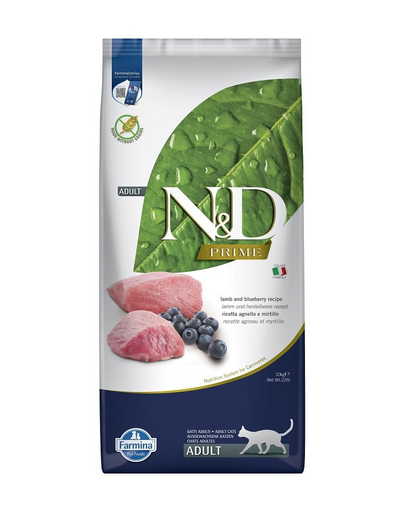 FARMINA N&D Prime Lamb & Bluberry Cat hrana pentru pisici adulte, cu miel si afine 10 kg