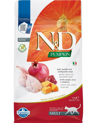 N&D Cat Pumpkin Quail & Pomegranate 300 g Hrana pisica, cu prepelita si rodie