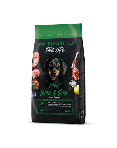 FITMIN dog For Life Lamb & Rice Mini 12 kg aliment caini rasa mica, miel si orez