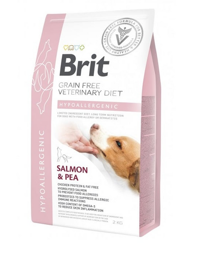 BRIT Veterinary Diets Dog Hypoallergenic Dieta veterniara pentru caini cu alergii si intolerante alimentare, cu somon 2 kg