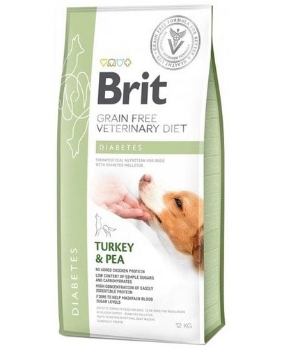 BRIT Veterinary Diets Dog Diabetes Dieta veterinara pentru caini adulti cu diabet, cu mazare si curcan 12 kg