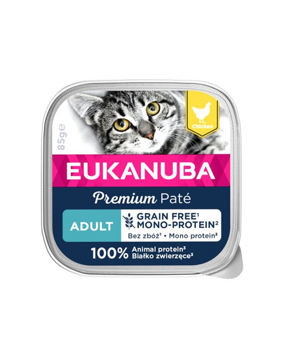 EUKANUBA Grain Free Adult pate monoproteic pisici 85 g cu pui