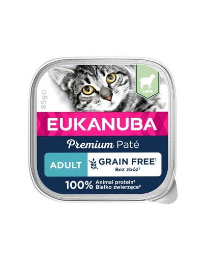 Pate EUKANUBA Grain Free Adult cu miel 85 g hrana pisici