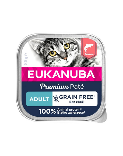 Pate cu somon EUKANUBA Grain Free Adult 85 g pentru pisici