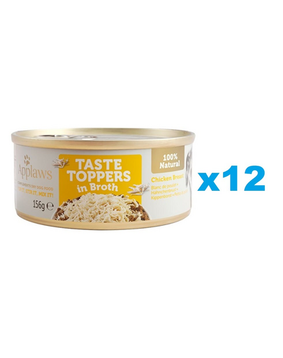 APPLAWS Taste Toppers Set de conserve hrana caine, cu pui in sos 12x156 g