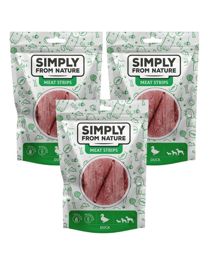 SIMPLY FROM NATURE Meat Strips Benzi carne rata pentru caine 3x80 g