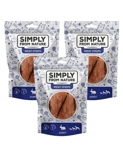 SIMPLY FROM NATURE Meat Strips Fasii iepure pentru caini 3x80 g