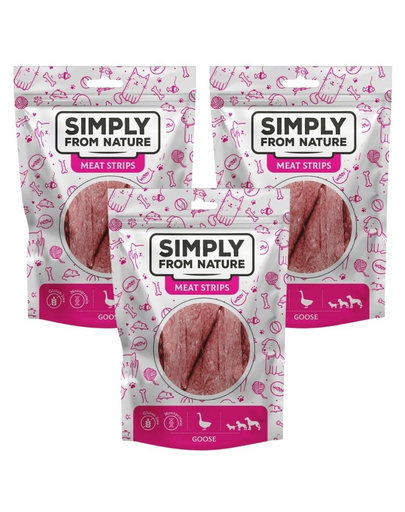 SIMPLY FROM NATURE Meat Strips Fasii gasca pentru caini 3x80 g