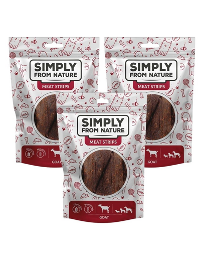 SIMPLY FROM NATURE Meat Strips Fasii capra recompensa caine 3x80 g