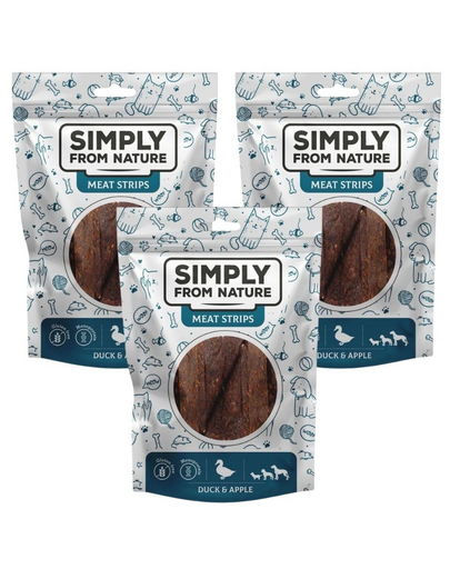 SIMPLY FROM NATURE Meat Strips Benzi carne rata si mar pentru caini 3x80 g