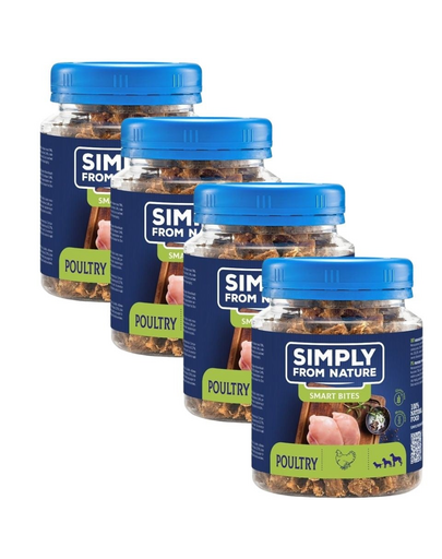SIMPLY FROM NATURE Smart Bites set recompense caini 4x130 g cu pasare