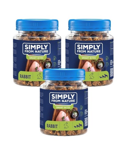 SIMPLY FROM NATURE Smart Bites Recompense din iepure 3x130 g pentru caini