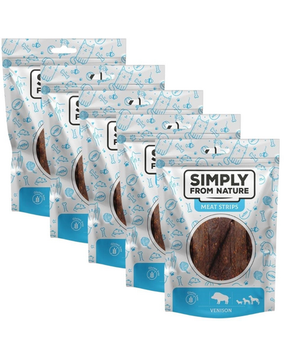 SIMPLY FROM NATURE Meat Strips cu vanat 5x80 g recompense caini