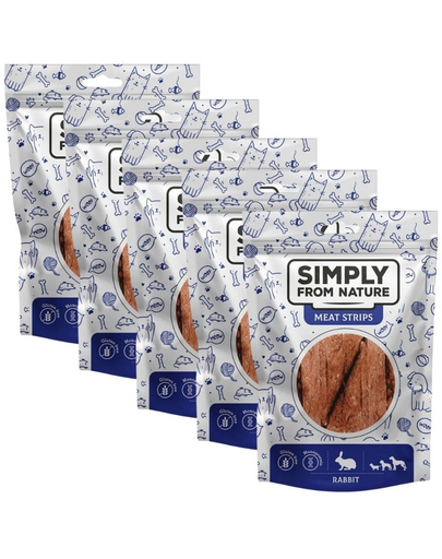 SIMPLY FROM NATURE Meat Strips 5x80 g snack cu iepure pentru caini