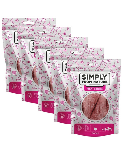 SIMPLY FROM NATURE Meat Strips 5x80 g recompensa din gasca, pentru caini