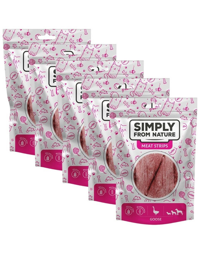 SIMPLY FROM NATURE Meat Strips 5x80 g recompensa din gasca, pentru caini