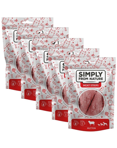 SIMPLY FROM NATURE Meat Strips 5x80 g fasii oaie gustare caini