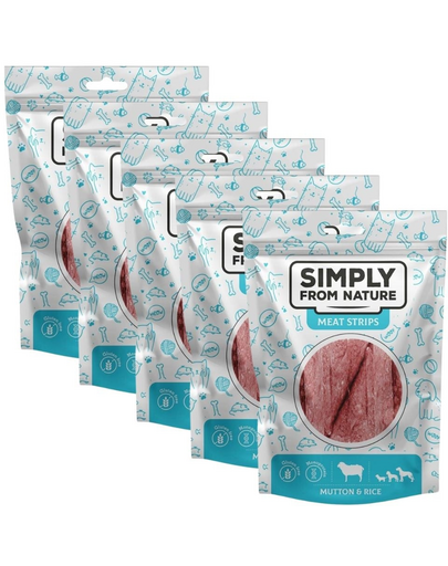 SIMPLY FROM NATURE Meat Strips 5x80 g Snack oaie si orez, pentru caini