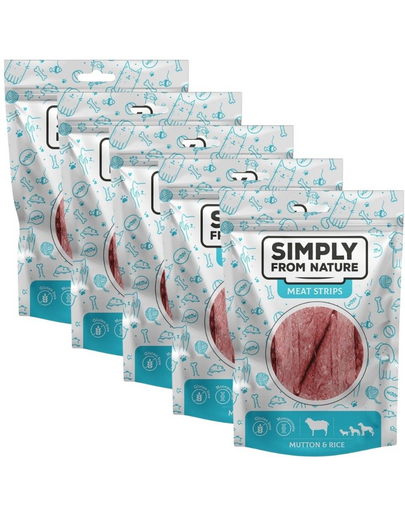 SIMPLY FROM NATURE Meat Strips 5x80 g Snack oaie si orez, pentru caini