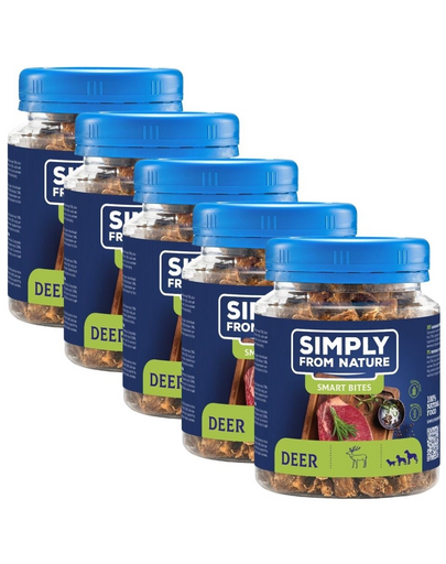 SIMPLY FROM NATURE Smart Bites recompense naturale caini 5x130 g cerb