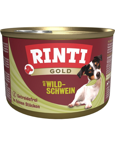 RINTI Gold Wild boar Mini cu mistret conserva hrana caini rasa mica 185 g