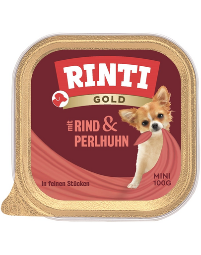 RINTI Gold Beef&amp;Guinea fowl Mini vita si bibilica hrana pentru caini 100 g