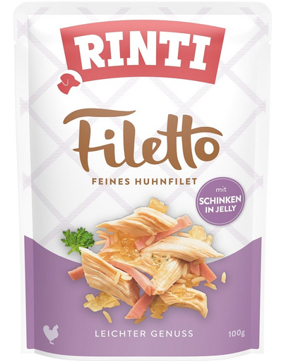 RINTI Filetto in Jelly Chicken&Ham plic hrana in aspic pentru caini 100 g pui si sunca