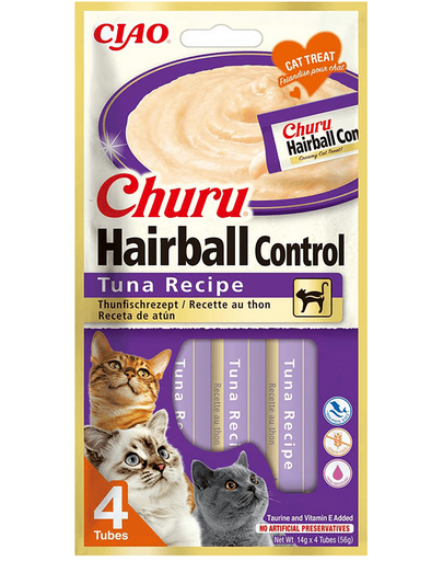 INABA Churu Hairball Tuna 4x14 g piure ton pentru pisici