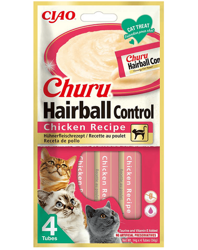 INABA Churu Hairball Chicken 4x14 g piure de pui recompensa pisici