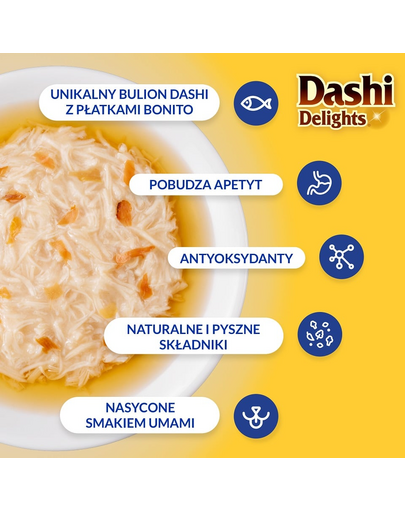 INABA Cat Dashi Delights mancare pisici 70 g pui, ton si scoici