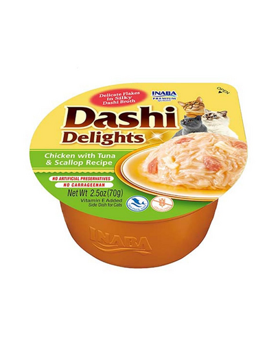 INABA Cat Dashi Delights mancare pisici 70 g pui, ton si scoici