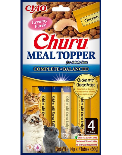 INABA Meal Topper Chicken Cheese 4x14 g snack cremos pisici, pui si branza