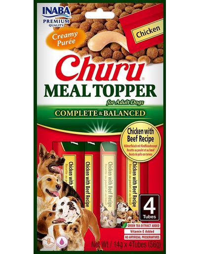 INABA Dog Meal Topper Chicken Beef 4x14 g supliment cremos pentru caini cu pui vita