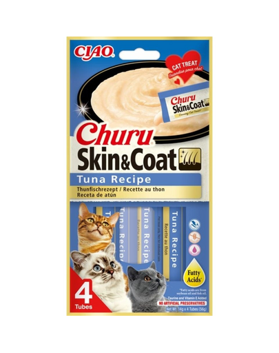 INABA Churu Skin&Coat 4x14g cu ton gustare cremoasa pisici
