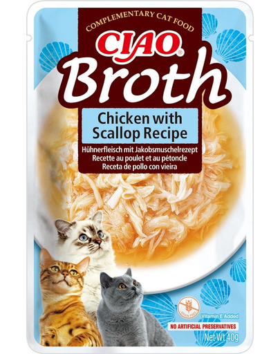 INABA CIAO Broth supa pui si scoici pentru pisici 40g