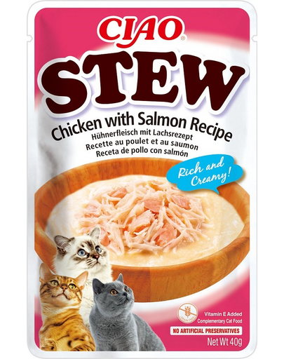INABA CIAO Stew plic hrana in sos, pui si somon 40g pisici