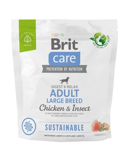 BRIT Care Dog Sustainable Adult Large Breed Chicken & Insect hrana caini talie mare 1 kg pui si insecte