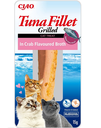 INABA Tuna fillet in crab flavoured broth 15g Recompensa pisici file de ton in sos de crab