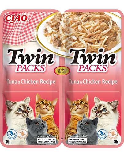 INABA Twin plic ton cu pui in supa pentru pisici 2x40 g