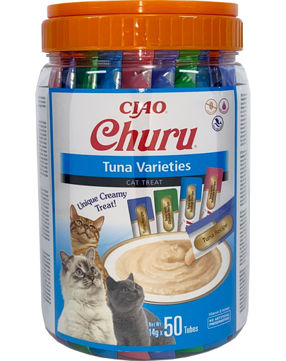 INABA Churu Variety Tuna gustari cremoase cu ton pentru pisici 50x14g (700g)
