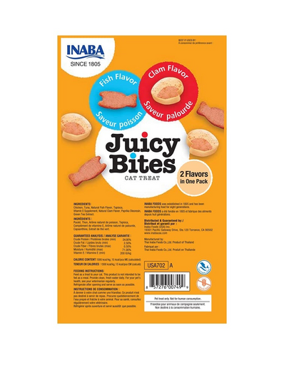 INABA Juicy Bites Recompense umede pentru pisici, cu peste si crustacee 33,9 g (3x11,3 g)