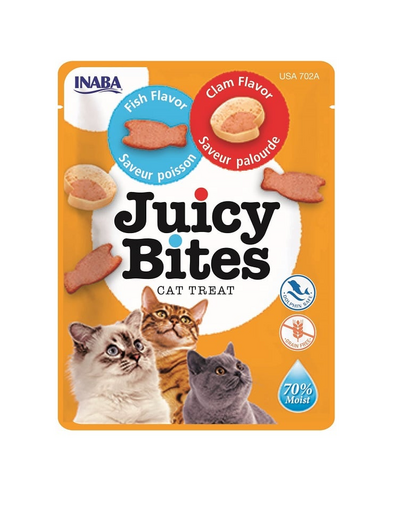 INABA Juicy Bites Recompense umede pentru pisici, cu peste si crustacee 33,9 g (3x11,3 g)